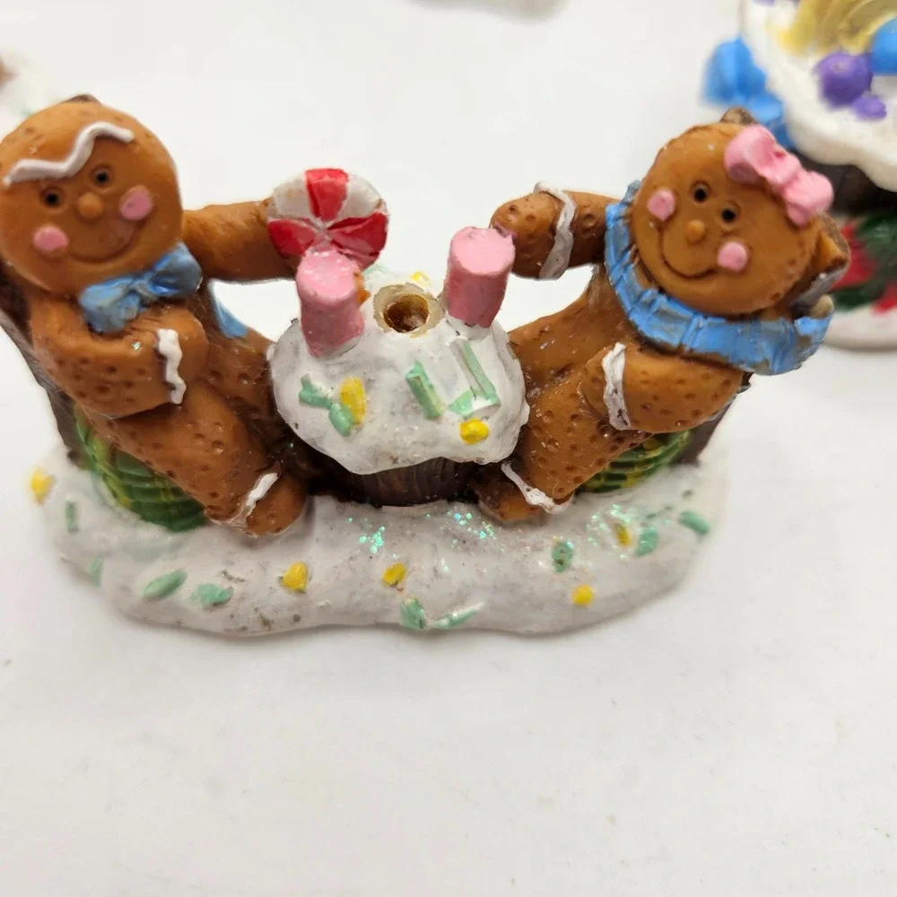 VTG Lot 8 Gingerbread Christmas Village Figurines Candy Bakers Family Miniatures
